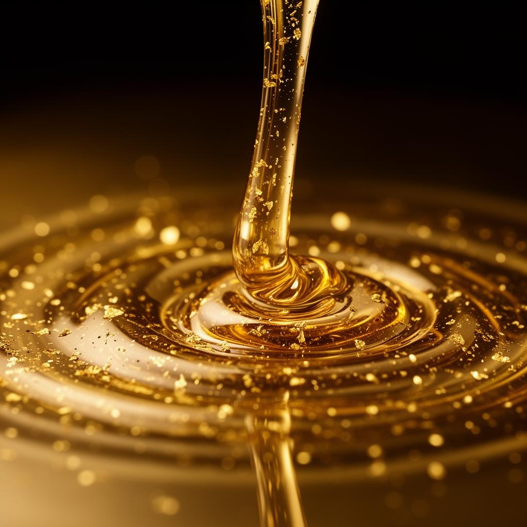 Liquid 24K gold texture close up